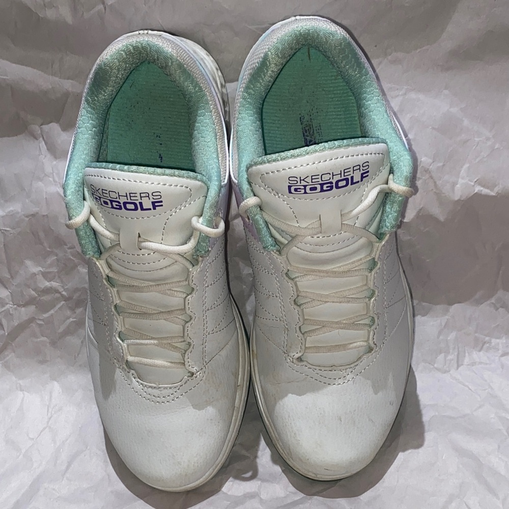 Skechers Women's White and Mint Golf Sneakers